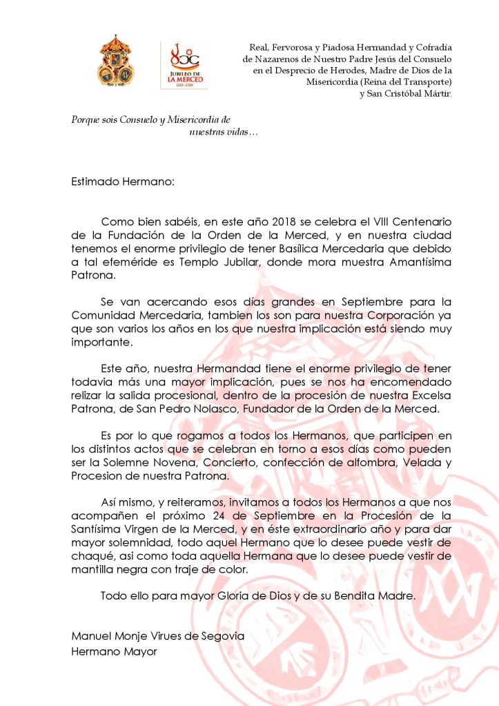 Invitacion Procesión Patrona